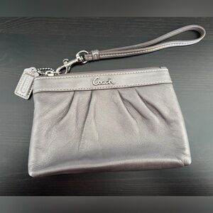 Coach Gray Leather Wristlet